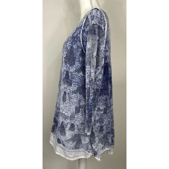 John Mark 100% Cotton Blue & White Lightweight Sweater Tunic Size XL - Picture 5 of 10